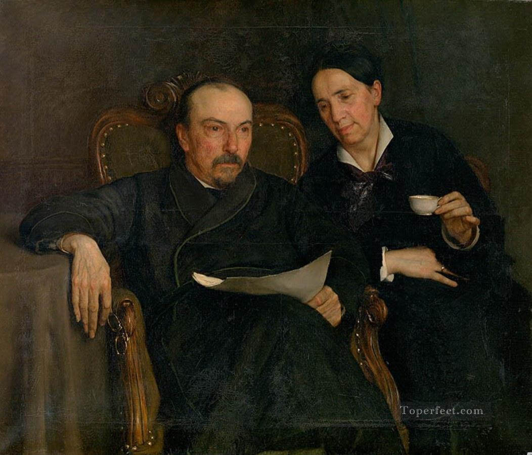 The poet Jan Van Beers and his wife the parents of the artist Jan van Beers Oil Paintings